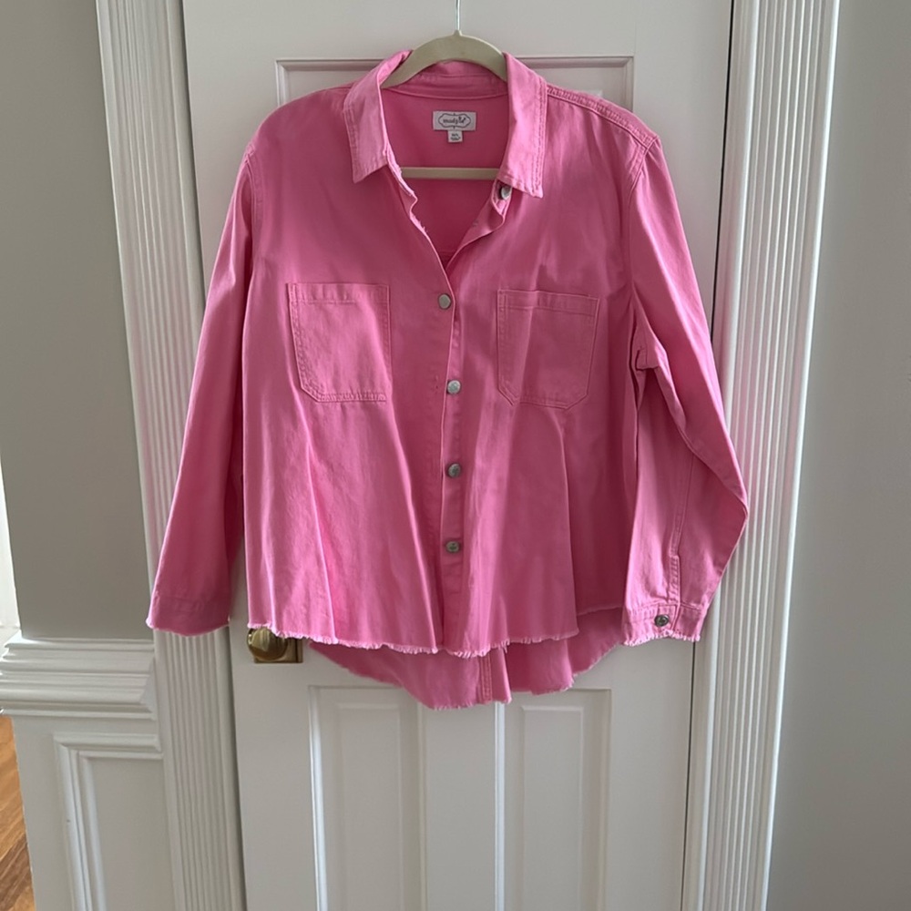 Mudpie pink denim blouse